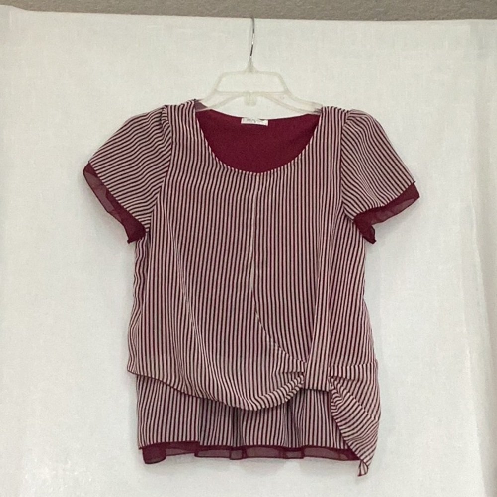 Striped Short Sleeve Blouse